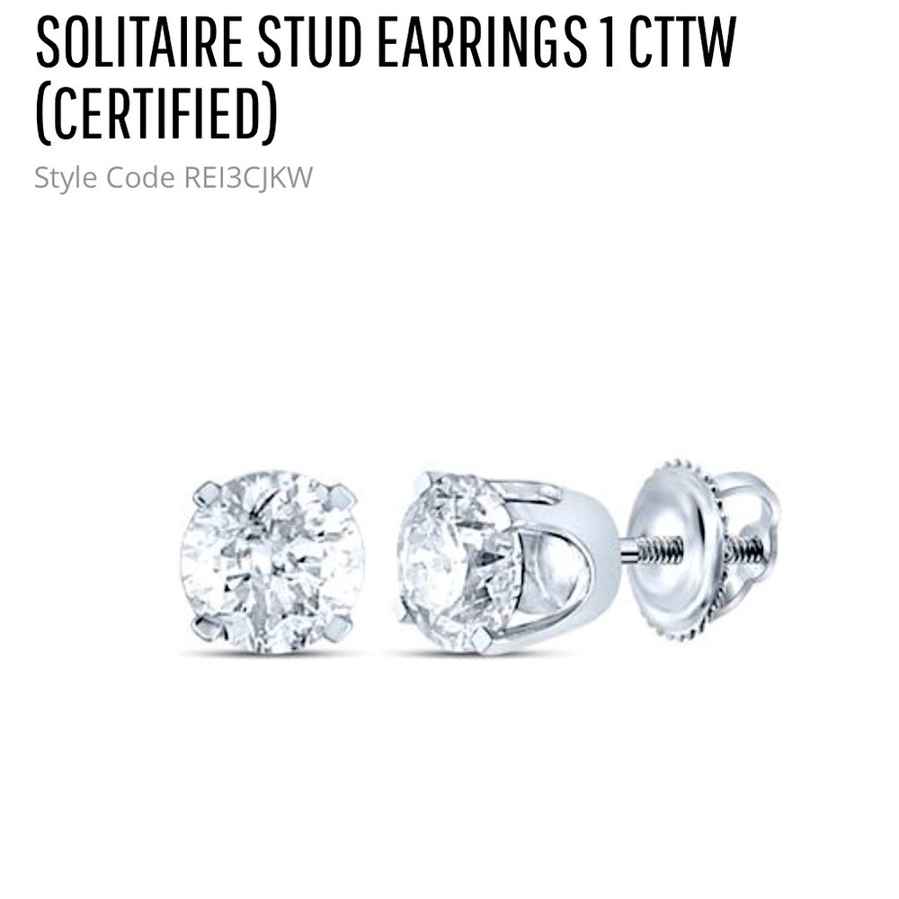 Certified solitaire Diamond earrings Pass diamond tester Best Gift 1 ct stud WOW